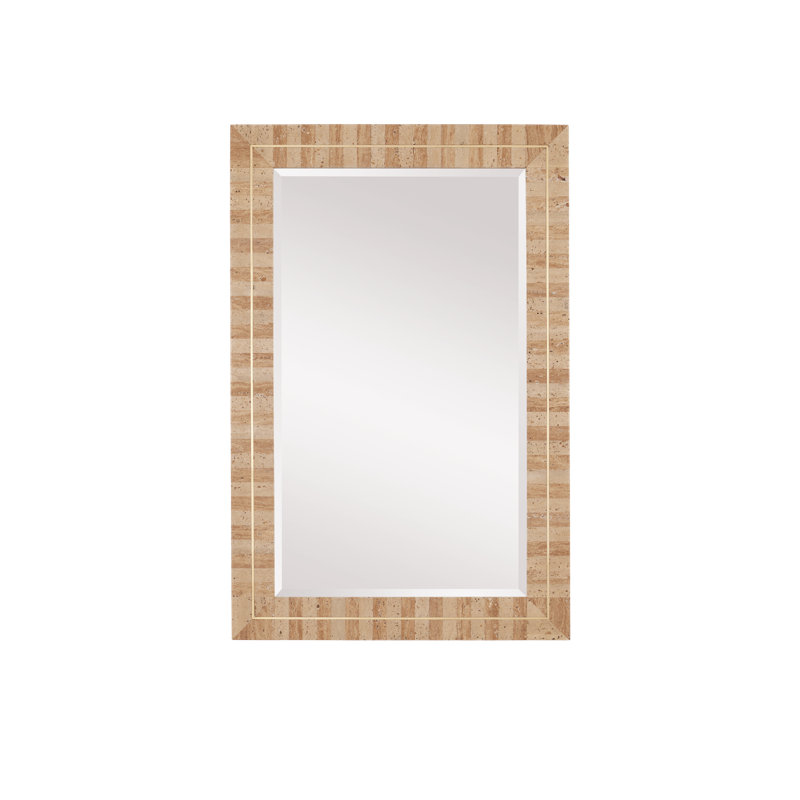 Dezi Rectangle Travertine, Brass, Engineered Wood Mirror
