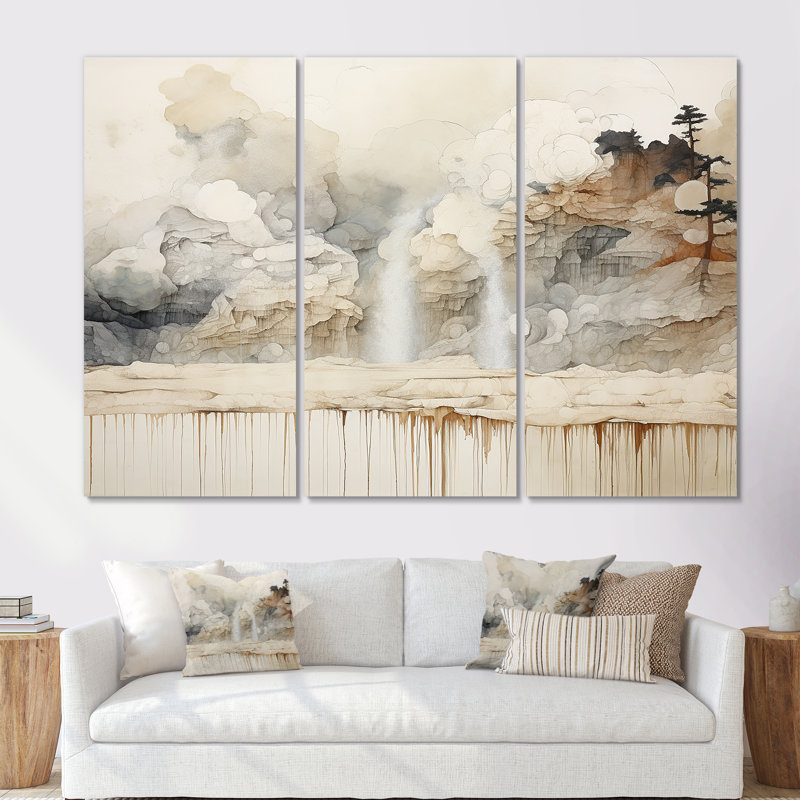 Minimalisme Geyser Landscape Tranquility - ensemble de salon Geyser Wall Art, Toile tendue, H 40 po x l 60 po x P 1 po