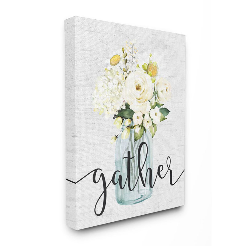 « Rassemblez » le bouquet de fleurs blanches et le sentiment de printemps et doublé-impression d’art graphique, Toile tendue
