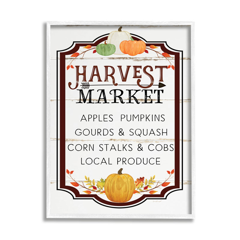 Harvest Market Autumn Farm Foods White Wood Framed Art