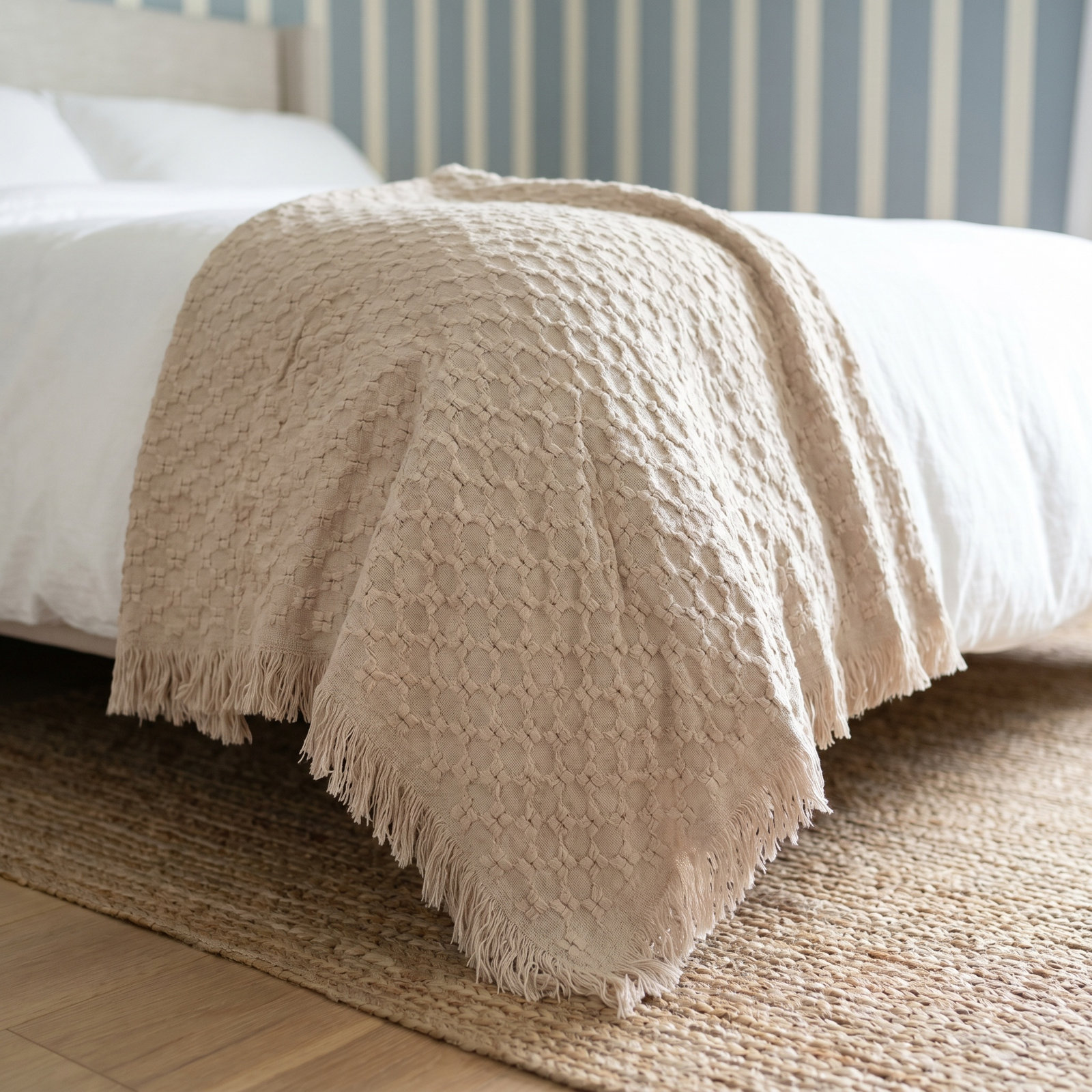 Delphine Acrylic Hand Woven Throw Blanket, Taupe
