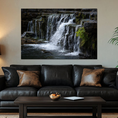 Art mural cascade, art mural de paysage naturel pour le salon, images de cascade pour la peinture de paysage mural, décoration murale de photos de la nature pour le bureau de la chambre à coucher, peinture murale sur toile cascade prête à être suspendue 20 po x 30 po
