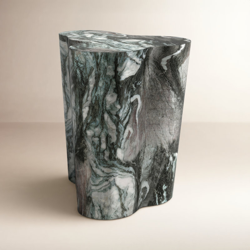Barrett Slab Table, Gray/Blush, 18" H x 18" W x 15" D