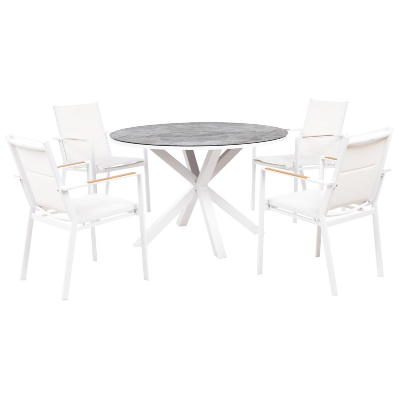Bucyrus 4 - Person Patio Dining Set with Round Table, White
