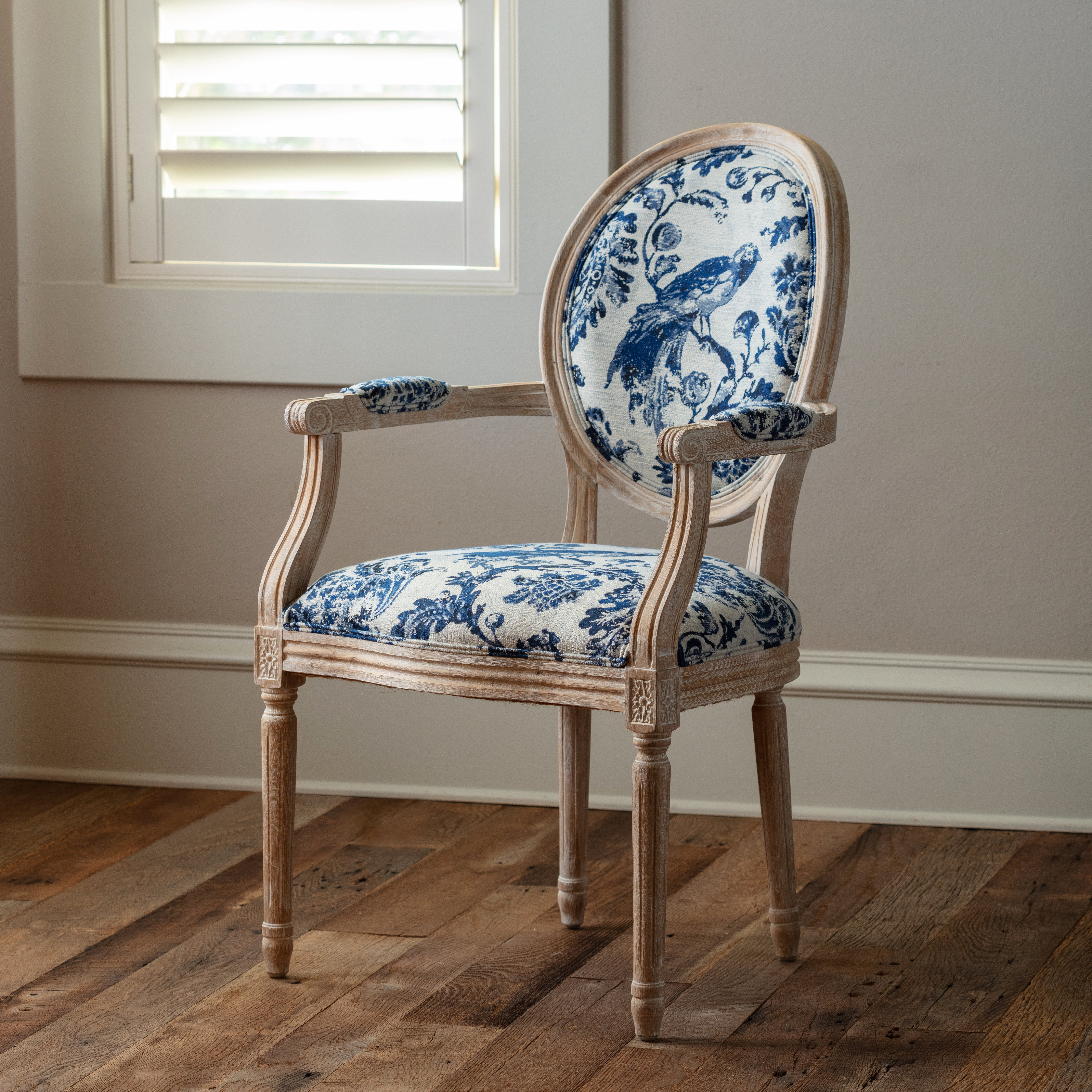 One Allium Way® Blue Fowl & Fruit Jacquard Chair | Wayfair