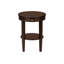Table d'appoint, 2 niveaux, table de bout, table d'appoint, ronde, table de chevet, chambre à coucher, lampe, placage brun, transitionnel