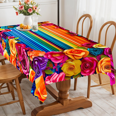 Nappe de table à motif floral mexicain 152 x 220 cm