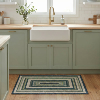 Tapis intérieur / extérieur bleu / gris / vert Tavion