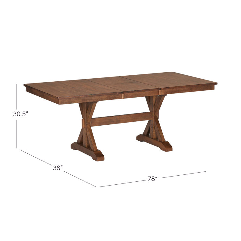 Kewaunee Extendable Solid Wood Dining Table, Rustic Brown