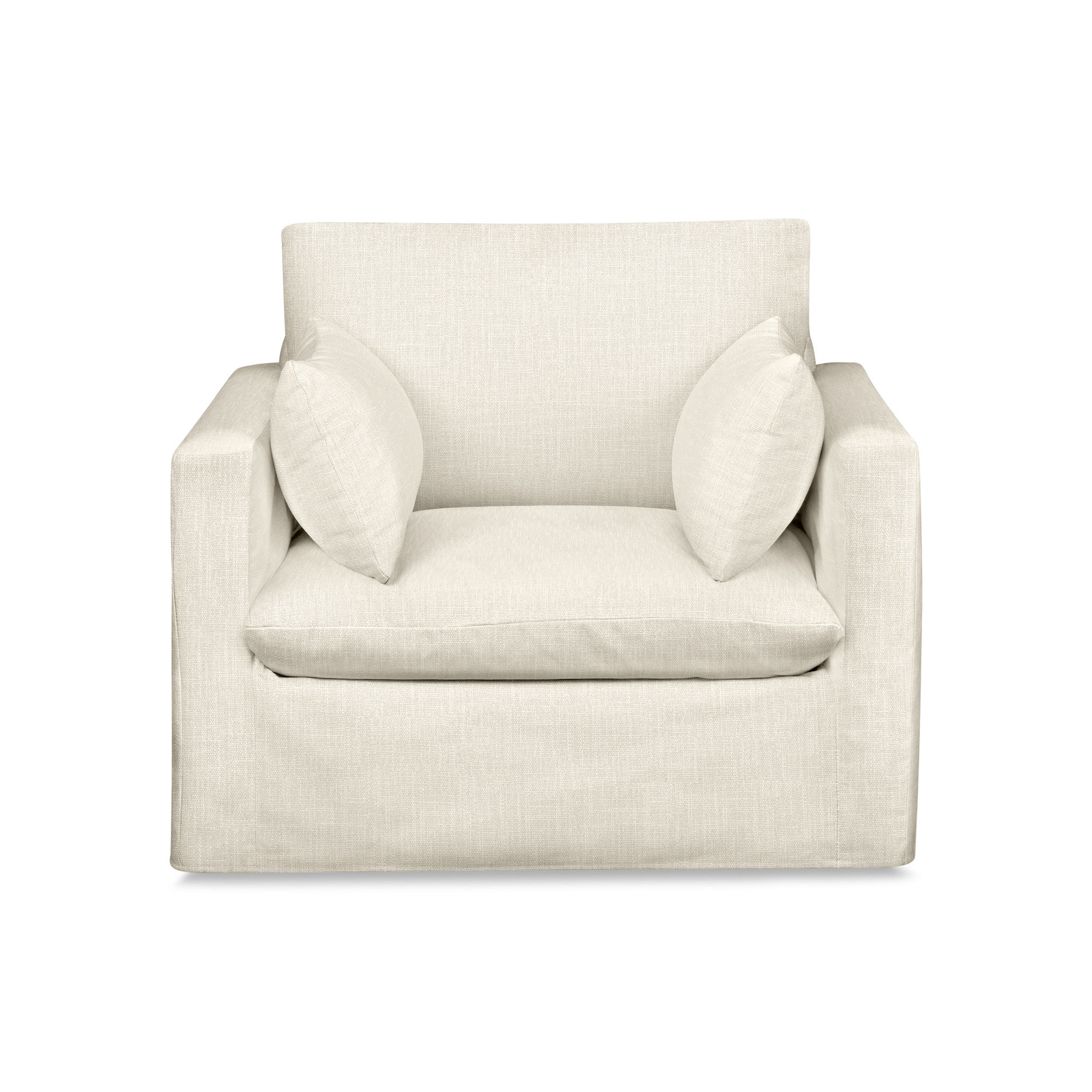 Luna Slipcovered Chair and a Half, Conversation Pearl Basketweave