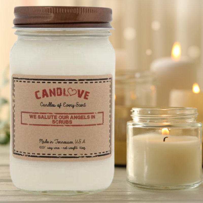 Vanilla Scented Jar Candle with Glass Holder