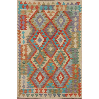 Tapis géométrique réversible en laine 5 x 6
