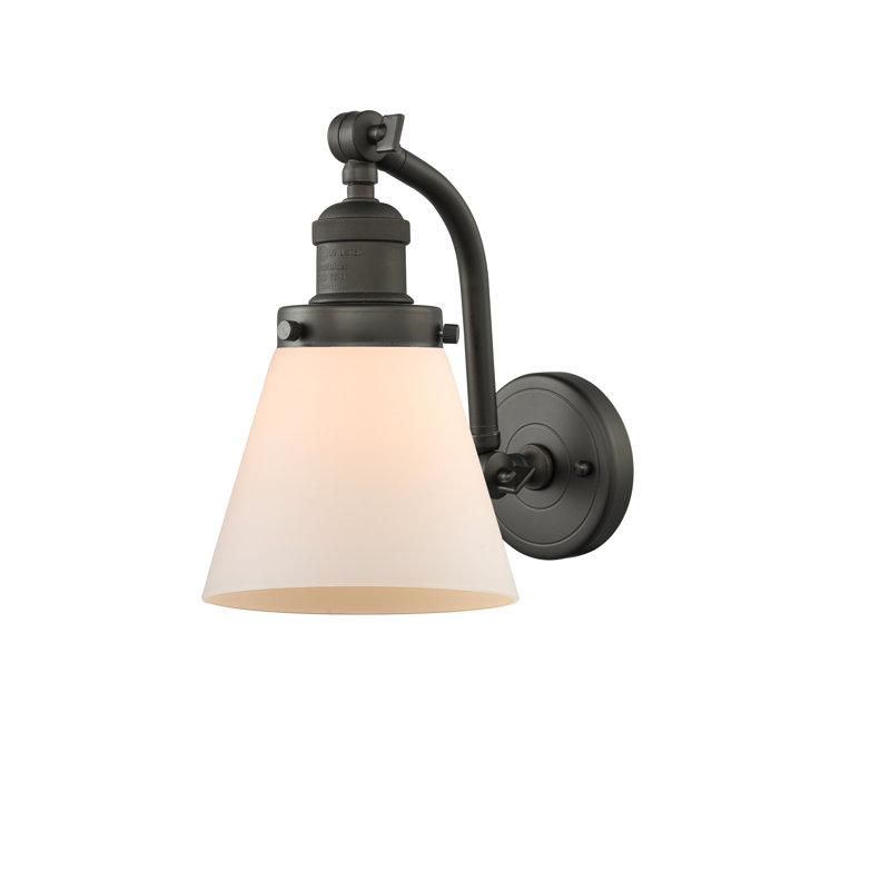 Cone 1 Light Sconce, Oil Rubbed Bronze, Matte White Cased