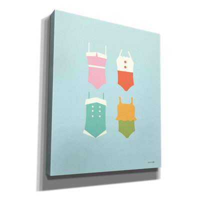 «Summer Bathing Suits Blue» par Ann Kelle Designs, art mural sur toile