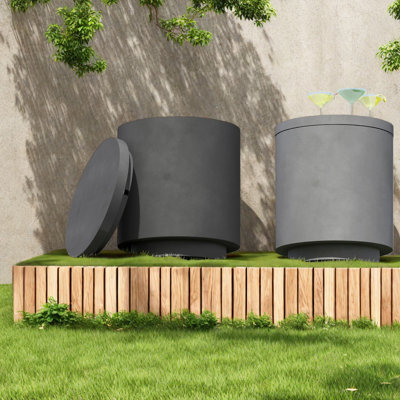 In 1 Tables de patio, glacière moderne en béton et en acier pour recevoir