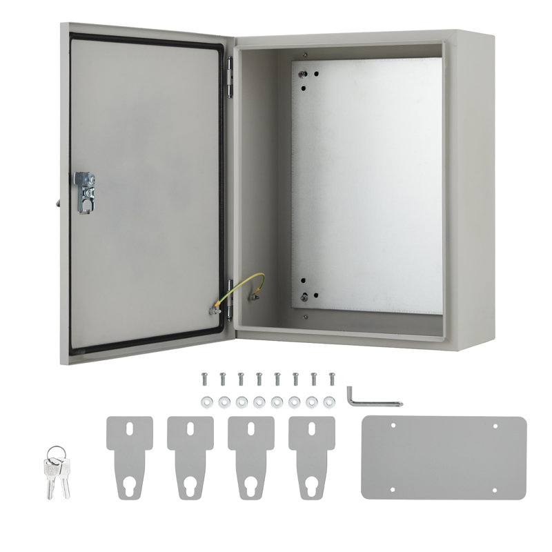 NEMA 4X/IP67 Steel Electrical Junction Box - Waterproof/Dustproof Lockable Enclosure with Mounting Plate & 2 Keys for Electrical Panel & In-Wall Installation