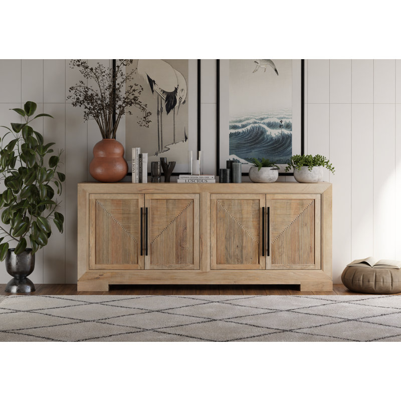 Buffet en bois massif de 102 po de largeur Josiane, Brun