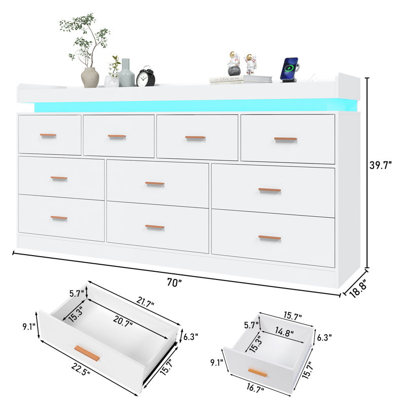 Karigan 10 Drawer Dresser, White