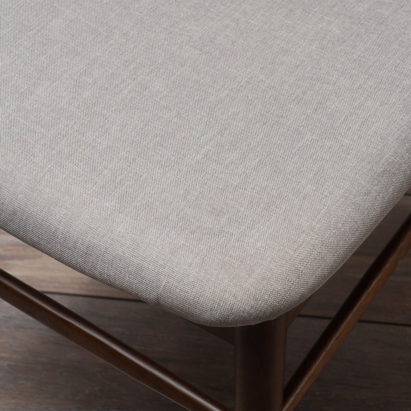 Ensemble de 2 chaises de salle à manger rembourrées Mid-Century avec structure en bois d'hévéa, noyer et gris clair, Brun
