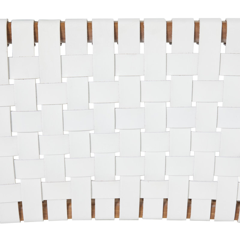 Chaise d'appoint en cuir véritable Markus, Blanc / Brun