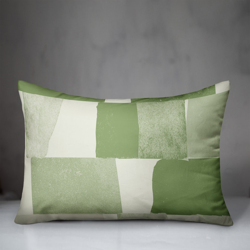 Geometric Outdoor Throw Pillow, Green