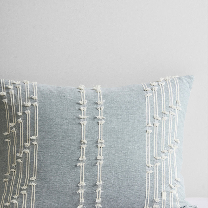 Housse de couette pour lit double / grand en coton, motif à rayures imprimées et attaches de coin à l'intérieur pour 3 pièces de lit, attaches