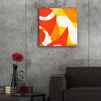  'Orange Starburst 1' by Laura Gibson Acrylic Glass Wall Art, 24" x 24"