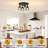 4-Light Kitchen Light Fixtures Ceiling Mount, Adjustable Multi-Directional Black Flush Mount Ceiling Light Fixture, Farmhouse Metal Cage Ceiling Lights