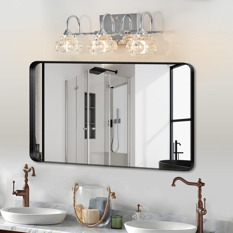 Miroir de salle de bain classique rétro, Nickel brossé