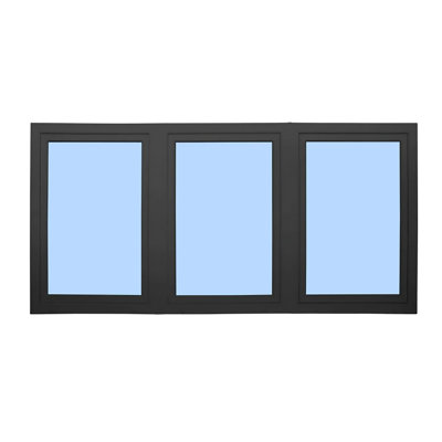 Triple Pane Triple Sash Tilt and Turn 108 x 48 White / Black Left with Flanges and Screen
