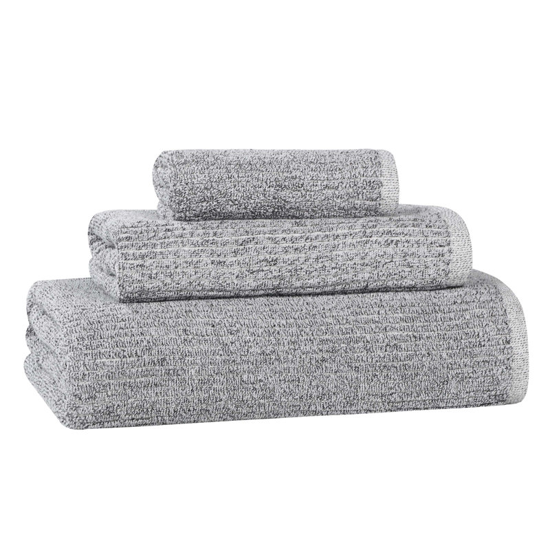 Ensemble de serviettes 3 pièces en mélange de coton et viscose Amberg, Gris anthracite