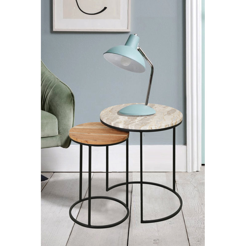 Table de bout Khatuna, Beige Capri / brun