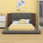 Floor Upholstered Platform Bed With Extended Wood Headboard & Bedside Shelf-1611474520