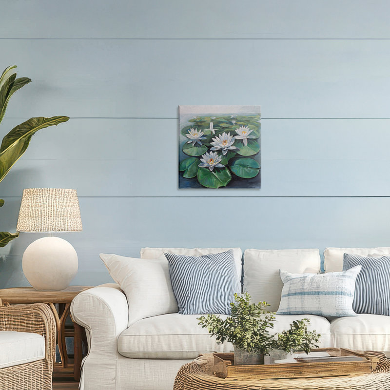 «Peaceful Lily Pad Pond», conception par Violeta Vollmer, H 17 po x l 17 po