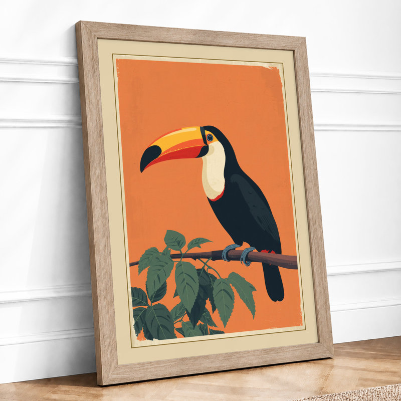 Toucan On Branch Botanical - Print, A2 - 59.4 x 42.0 cm, Oak
