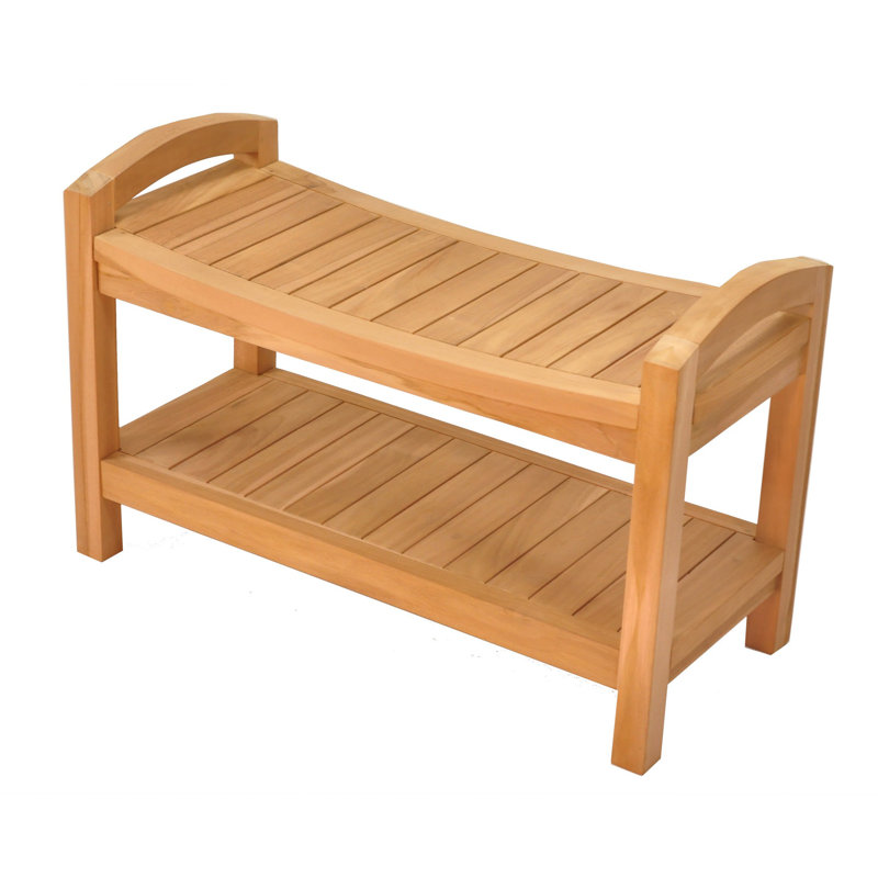 Spateak Grade-A Teak Wood Madrid Shower Seat 30" Outdoor Patio Stool Bench