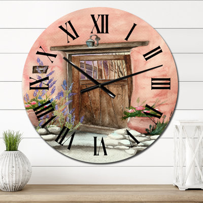Vieille porte en bois de maison de campagne - horloge murale rétro