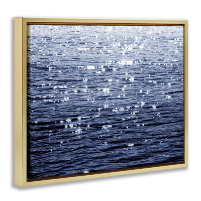 Sun Reflecting on Sea Framed Floater Canvas Wall Art by Maggie Olsen