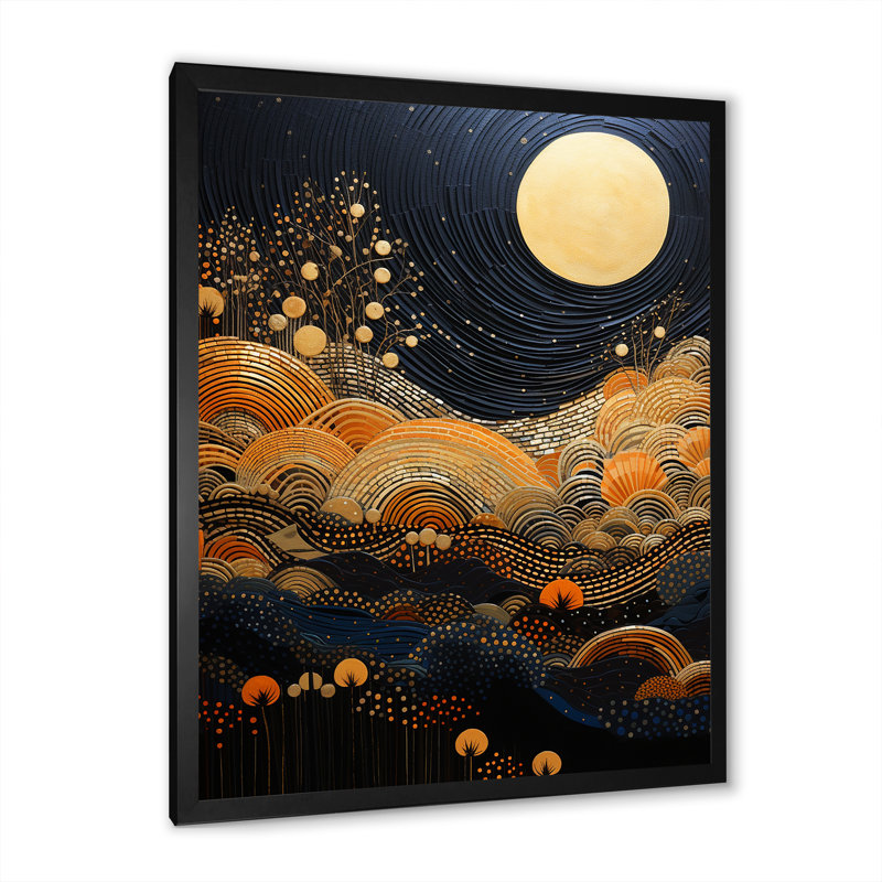 Soleil orange du désert dans un paysage audacieux II, Cadre photo noir, H 32 po x l 16 po x P 1 po