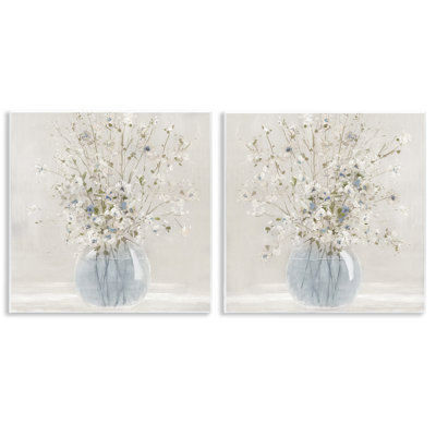 Ensemble de 2 plaques murales en verre délicat dans un vase en verre, design par Carol Robinson