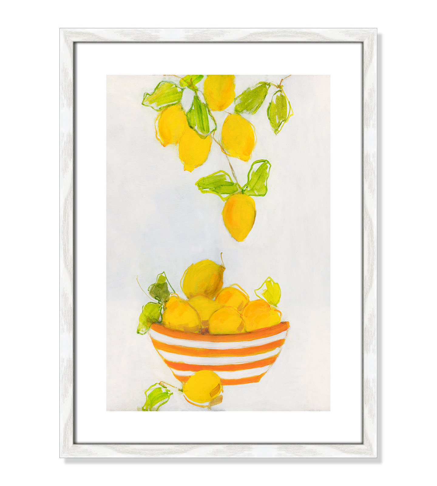 Darcy "Lemonlicious" Painting by Sally Swatland, 23" H x 17" W x 0.75" D, White Wood Framed Paper