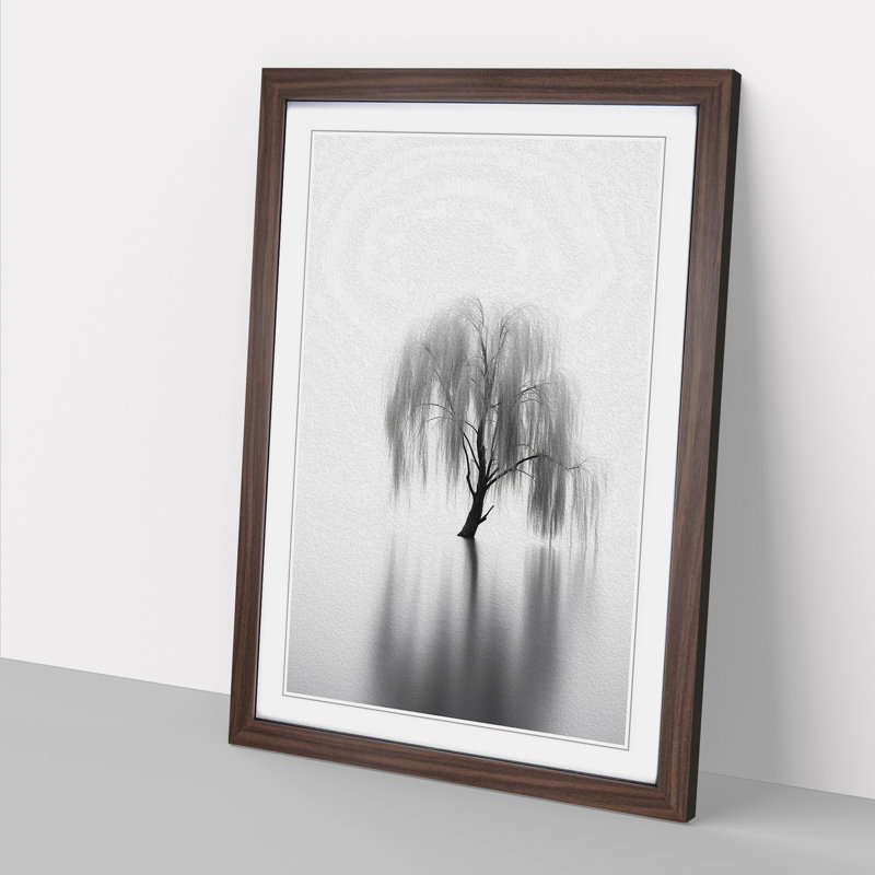 Weeping Willow Minimalism - Framed Print, 34cm H x 25cm W, Walnut Framed