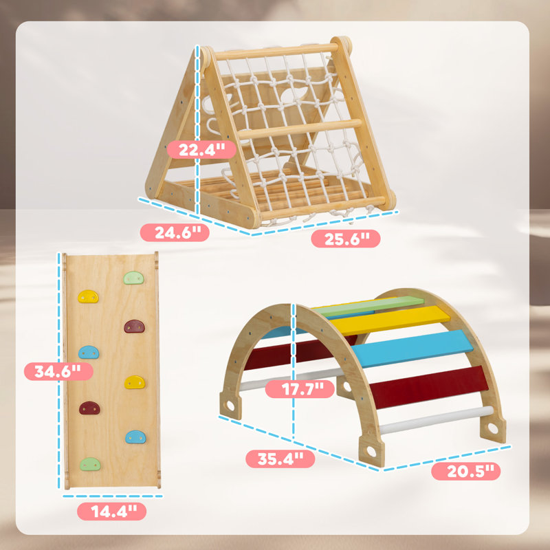 7 in 1 Pikler Triangle Set with Ramp, Arch Ladder, for 18-48 Months