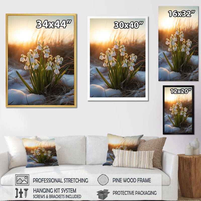 Coucher de soleil vert, hiver, coucher de soleil I, Toile tendue, H 20 po x l 12 po x P 1 po