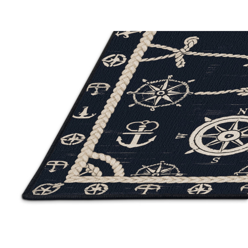  Tapis bord de mer lavable Capitains Quarters Elite, Rond 7 pi