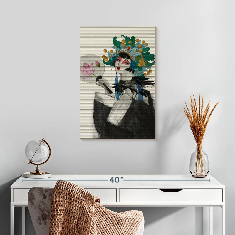 Portrait de femme japonaise Leisha, H 24 po x l 16 po