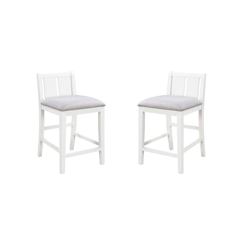 Gregorio Set Of 2 Upholstered Seat 20"W Counter Height Chair, White, Cream