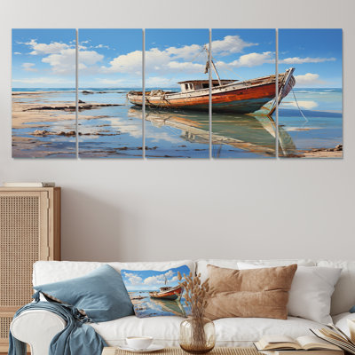 Fhses Boat By The Lake I - Coastal Boat, art mural sur toile 5 pièces