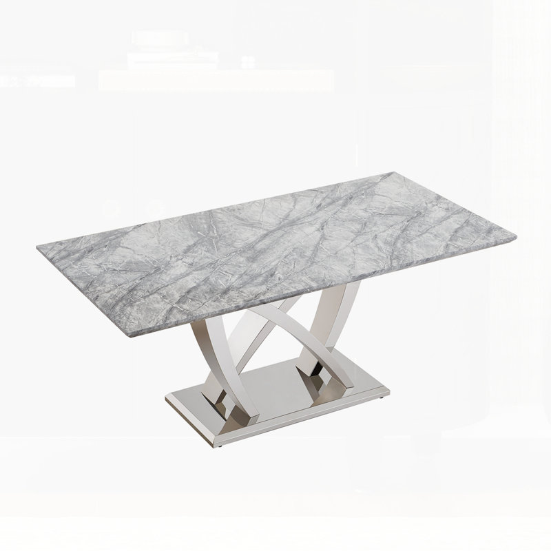 Table de salle à manger 70 po, Argent argent, Gris