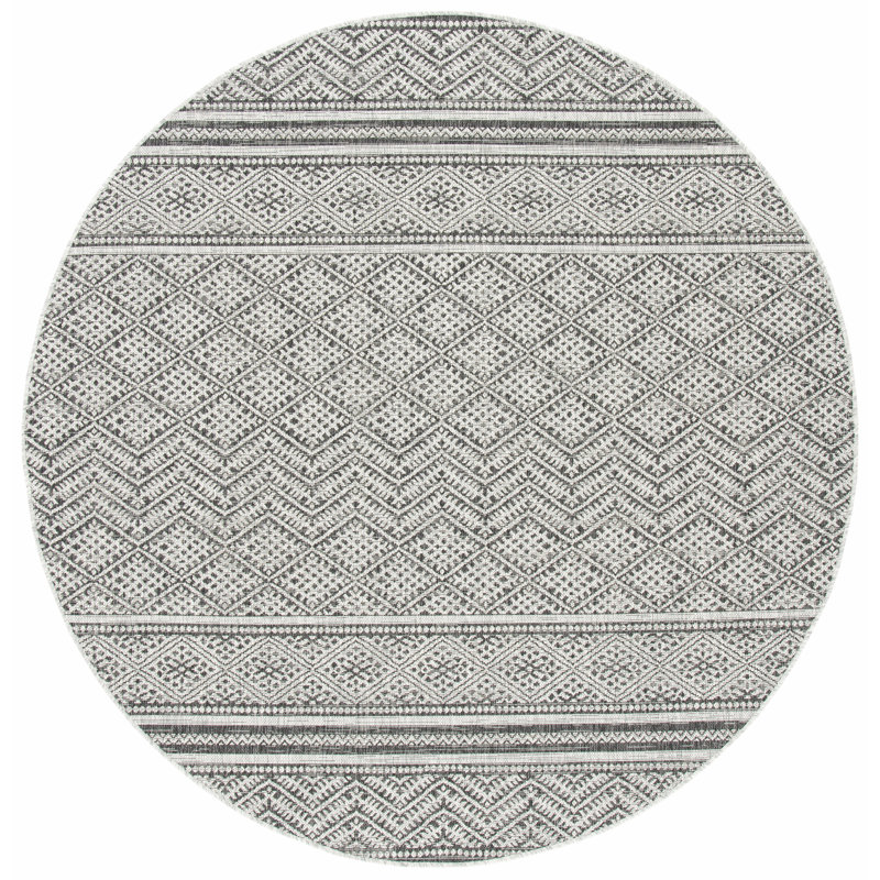 Tapis d'intérieur / extérieur Adriann Performance Southwestern, Rond 6 pi 7 po